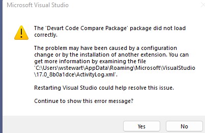 Package load exception after upgrading to Visual Studio 17.4.1